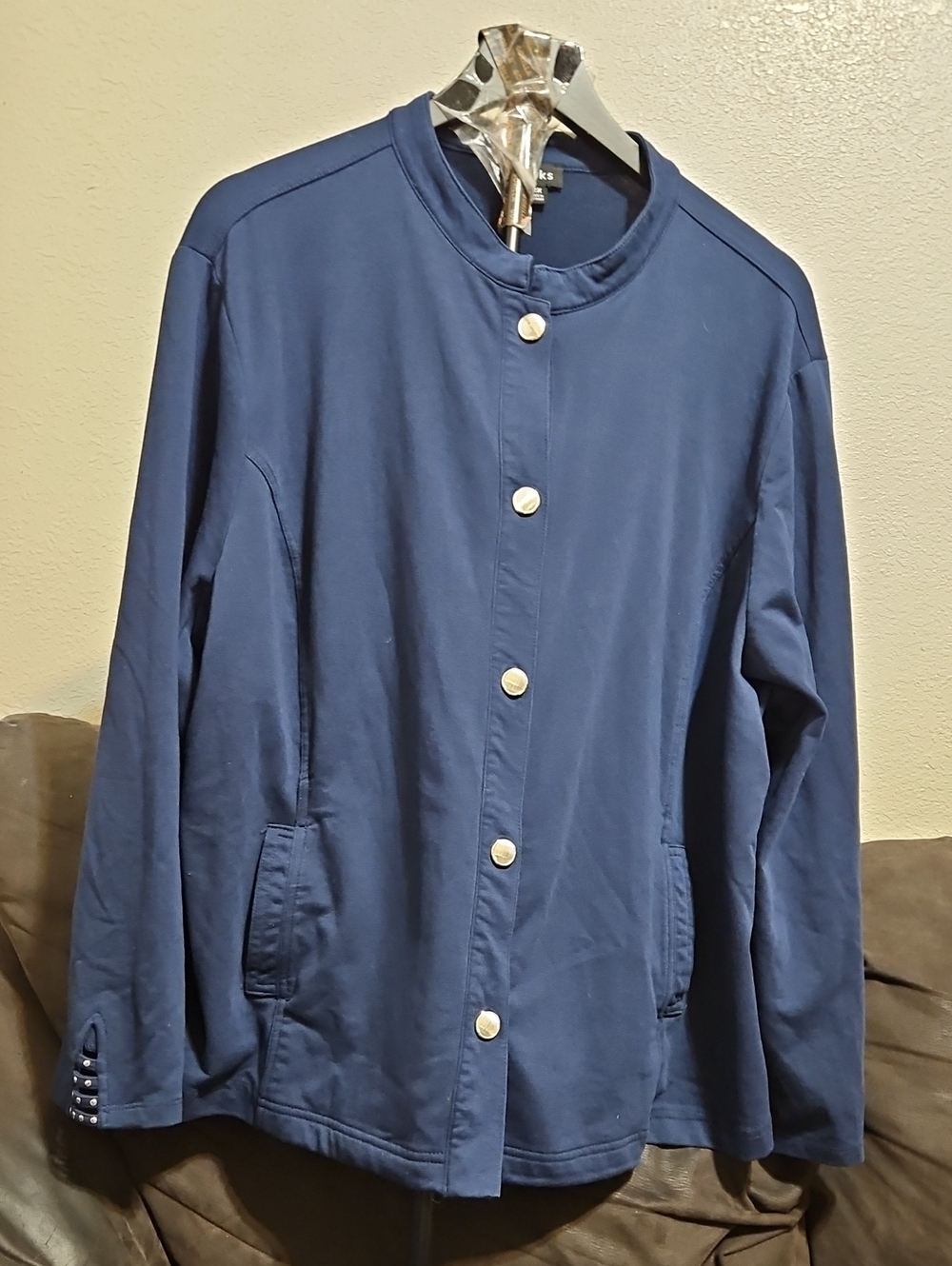 Link Women's Navy Blue Button Front Cardigan Jacket